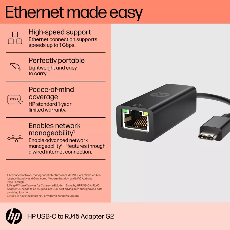 Προσαρμογέας RJ-45 HP USB-C to RJ45 Adapter G2
