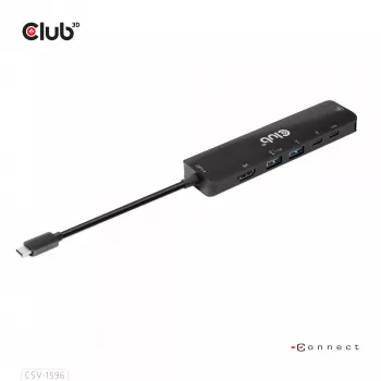 CLUB3D USB Gen1 Type-C, 6-in-1 Hub με HDMI 8K30Hz, 2xUSB Type-A, RJ45 και 2xUSB Type-C, Δεδομένα και φόρτιση PD 100 Watt