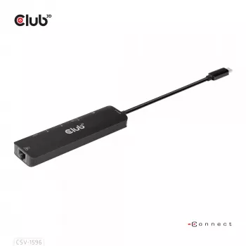 CLUB3D USB Gen1 Type-C, 6-in-1 Hub με HDMI 8K30Hz, 2xUSB Type-A, RJ45 και 2xUSB Type-C, Δεδομένα και φόρτιση PD 100 Watt