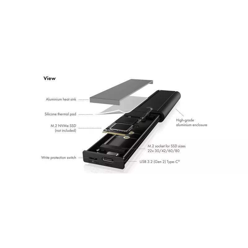 ICY Karton IB-1807MT-C31 Θήκη SSD Μαύρο M.2