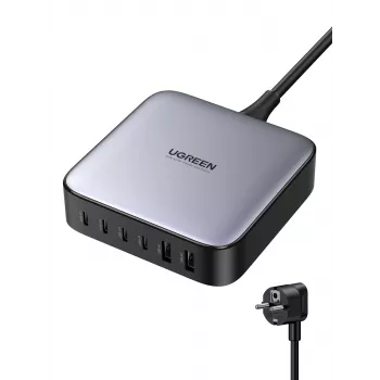 Ugreen 40914 Nexode 200W GaN επιτραπέζιος φορτιστής USB-C-USB-A, εσωτερικού χώρου, AC, 21 V, 5 A, 2 m, μαύρο, γκρι