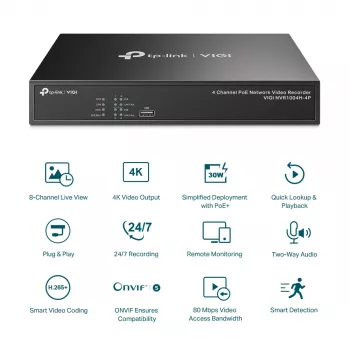 TP-Link VIGI 4-κάναλος PoE+ Εγγραφέας βίντεο δικτύου