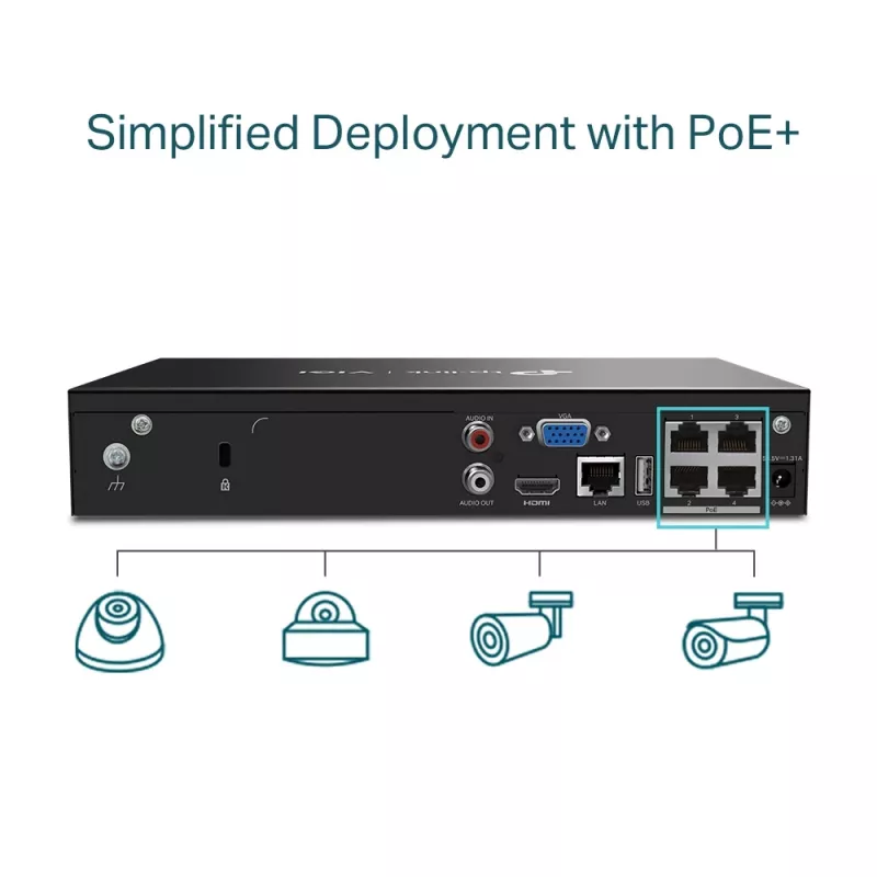 TP-Link VIGI 4-κάναλος PoE+ Εγγραφέας βίντεο δικτύου