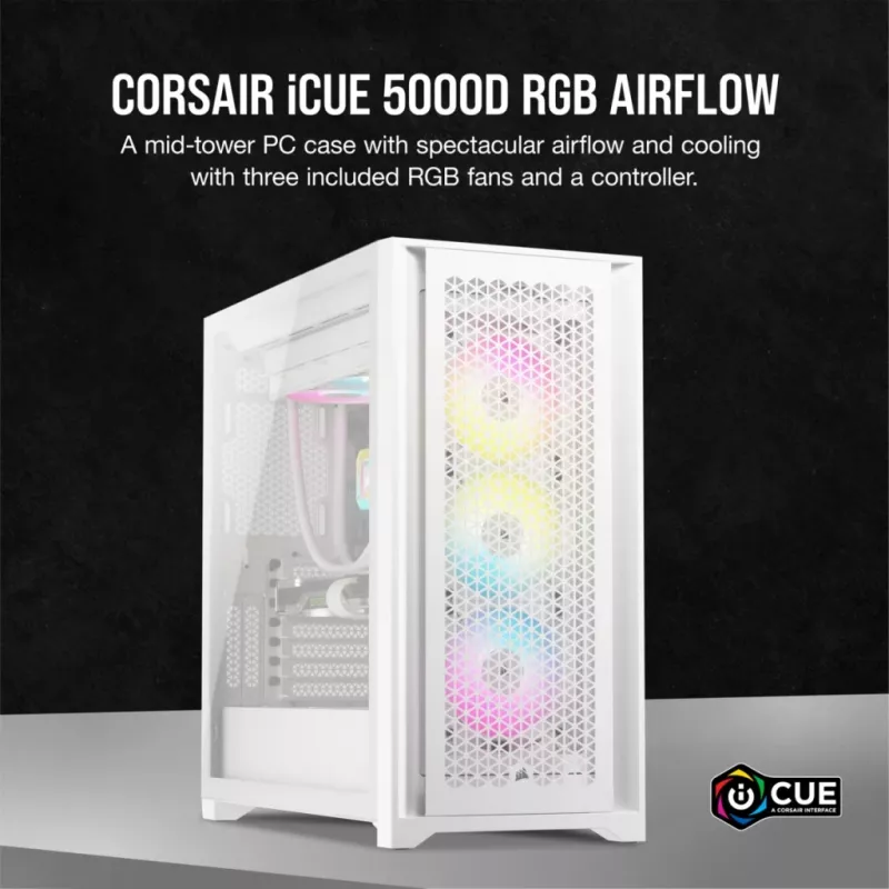 Κουτί PC Corsair iCUE 5000D RGB Airflow Midi-Tower Λευκό