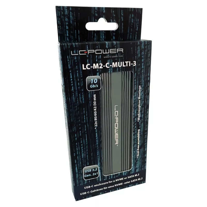 LC-POWER Θήκη SSD - M.2 LC-M2-C-MULTI-3 Lc-power USB3.2 Θήκη M.2-SSD (NVMe & SATA)