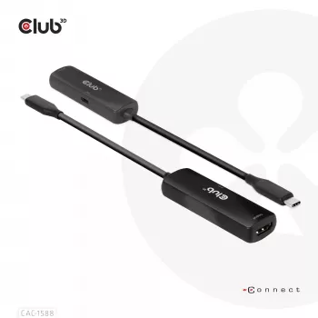 CLUB3D USB Gen2 Type-C σε HDMI™ 8K60Hz ή 4K120Hz HDR10+ με DSC1.2 με Power Delivery 3.0 Ενεργός Adapter M/F