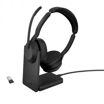 Jabra Evolve2 55 - Link380a UC Stereo (με βάση), ασύρματα, γραφείο/callcenter, 20 - 20000 Hz, 130 g, ακουστικά, μαύρα