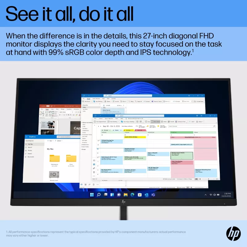 Οθόνη HP E27 G5 FHD, 68,6 cm (27 ίντσες), 1920 x 1080 pixel, Full HD, LCD, 5 ms, μαύρη