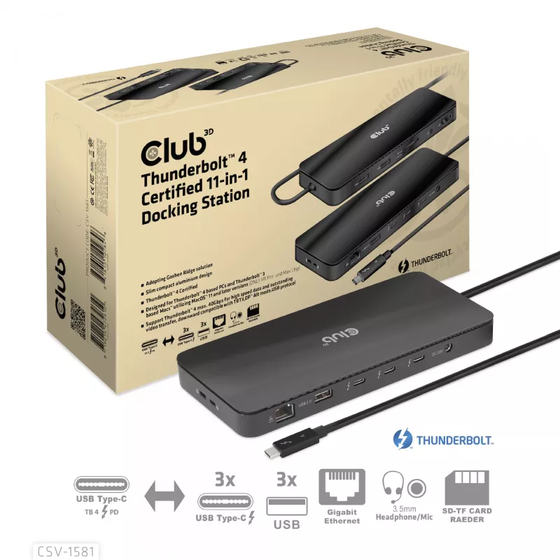 Σταθμός σύνδεσης CLUB3D Thunderbolt 4 Certified 11-in-1 140W