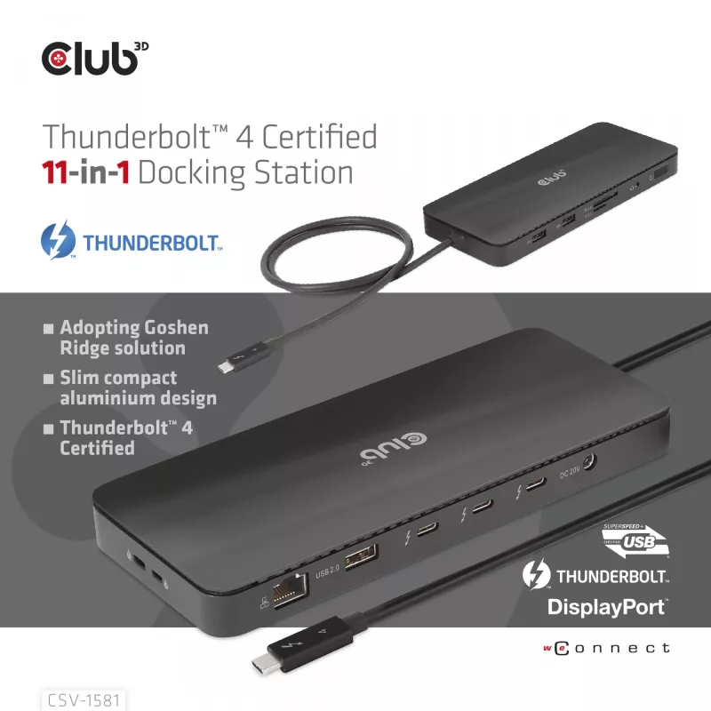 Σταθμός σύνδεσης CLUB3D Thunderbolt 4 Certified 11-in-1 140W