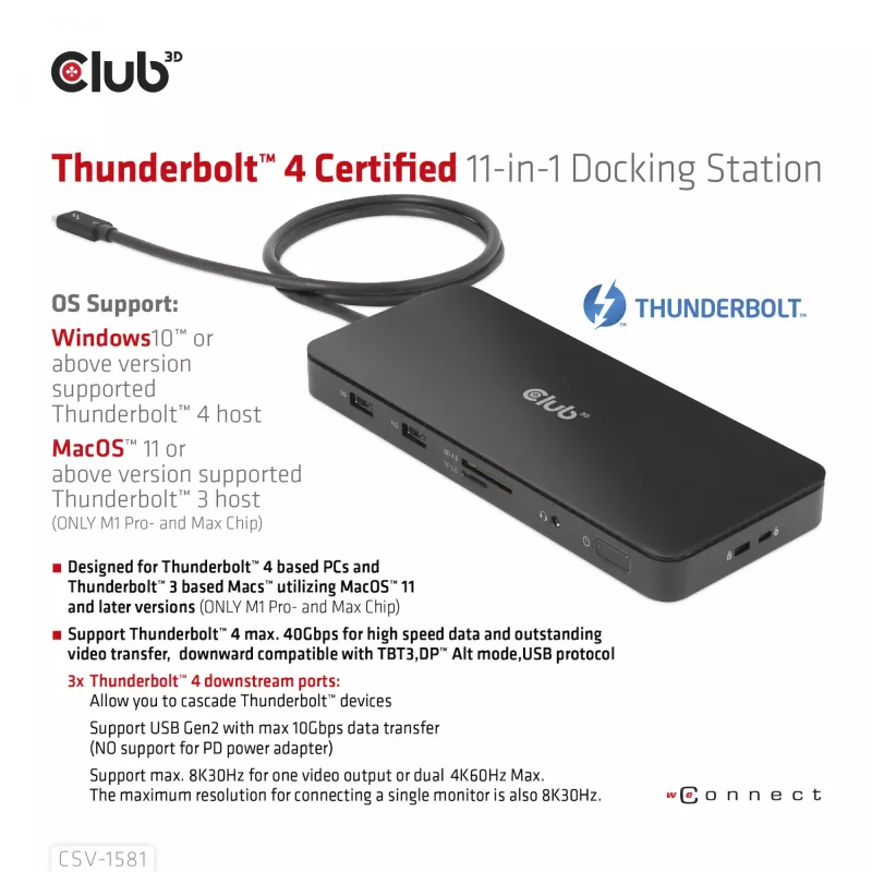 Σταθμός σύνδεσης CLUB3D Thunderbolt 4 Certified 11-in-1 140W