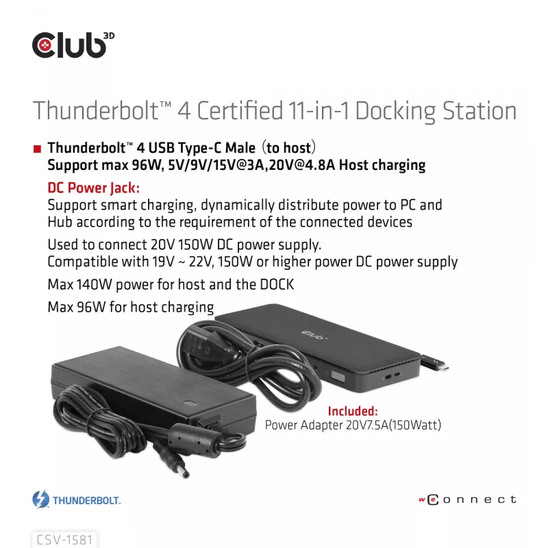 Σταθμός σύνδεσης CLUB3D Thunderbolt 4 Certified 11-in-1 140W