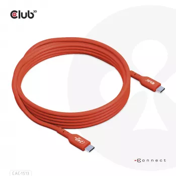 CLUB3D USB2 Type-C αμφίδρομο καλώδιο δεδομένων πιστοποιημένο USB-IF 480Mb, PD 240W(48V/5A) EPR M/M 3m / 9.84 ft