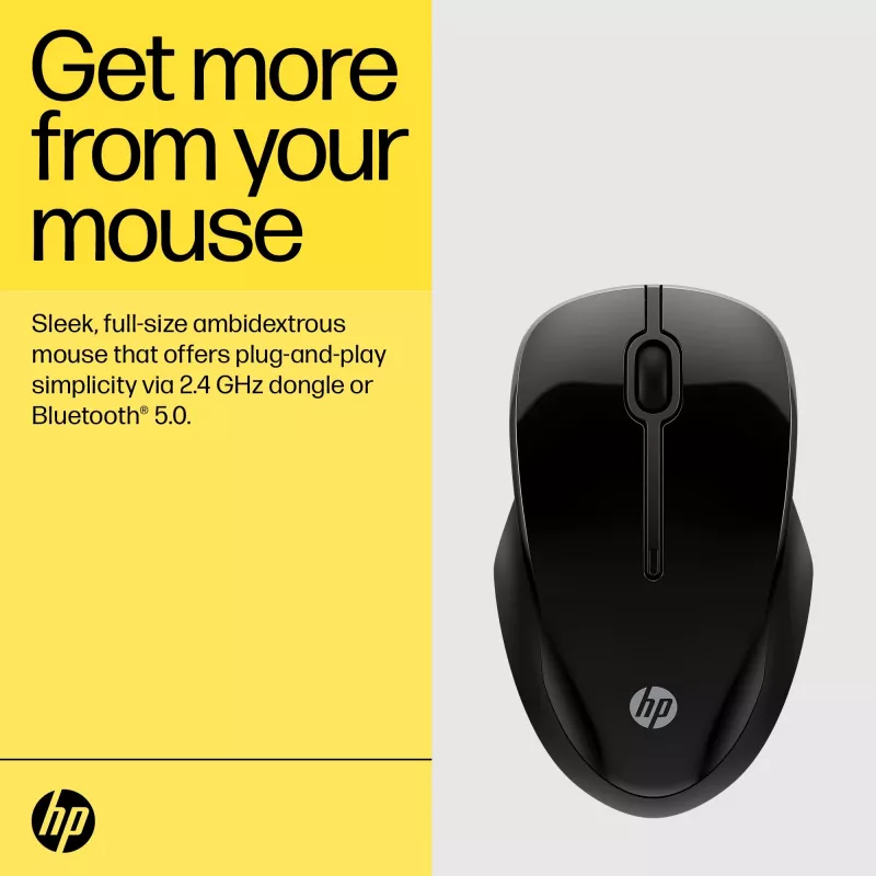 HP 250 Dual Ποντίκι, αμφίχειρο, Bluetooth + USB Type A, 1600 DPI, Μαύρο