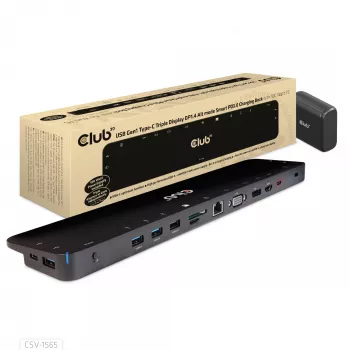 CLUB3D USB Gen1 Type-C Triple Display DP1.4 Alt mode Smart PD3.0 Charging Dock με 100 Watt Τροφοδοτικό