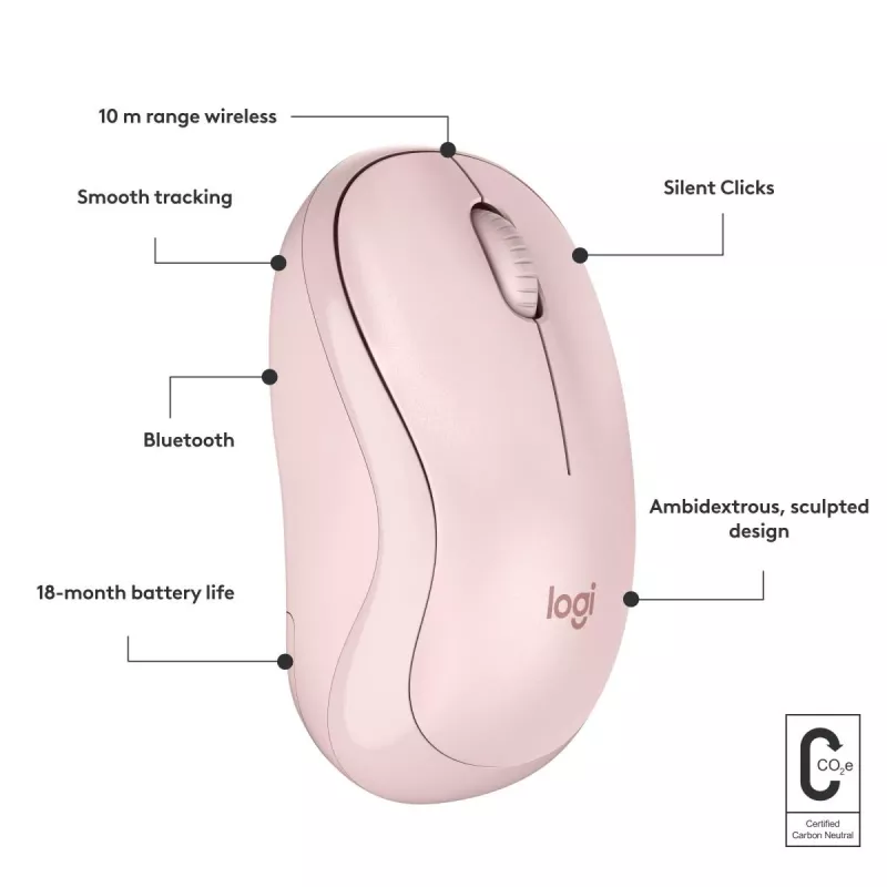 LOGITECH M240 Αθόρυβο Ποντίκι - Bluetooth - Ροζ