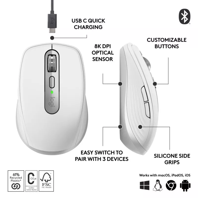 LOGITECH Mx Anywhere 3s For Business - Ανοιχτό Γκρι - Emea28-935