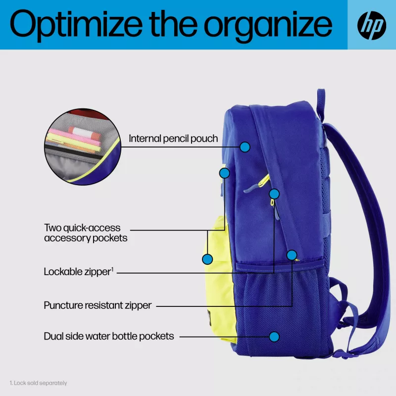Casual Σακίδιο Πλάτης HP Campus Blue Backpack Μπλε Κίτρινο Πολυεστέρας 295x185x435mm