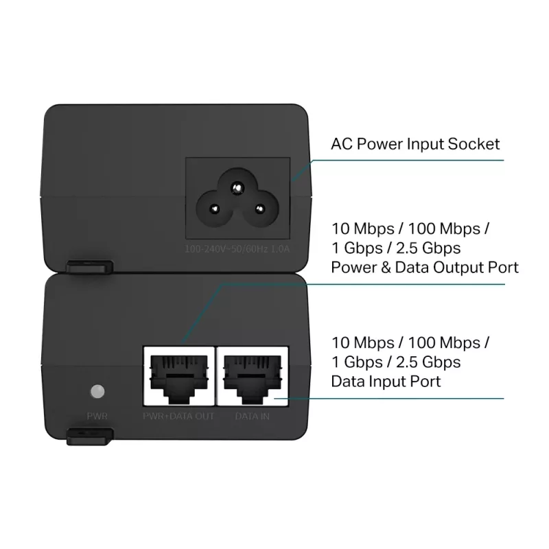 TP-Link Omada 2.5G PoE+ προσαρμογέας injector