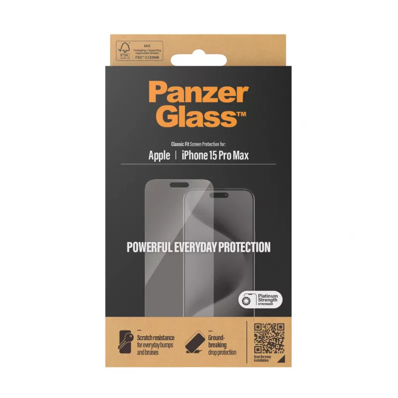 PanzerGlass ® Μεμβράνη προστασίας οθόνης iPhone 15 Pro Max | Classic Fit
