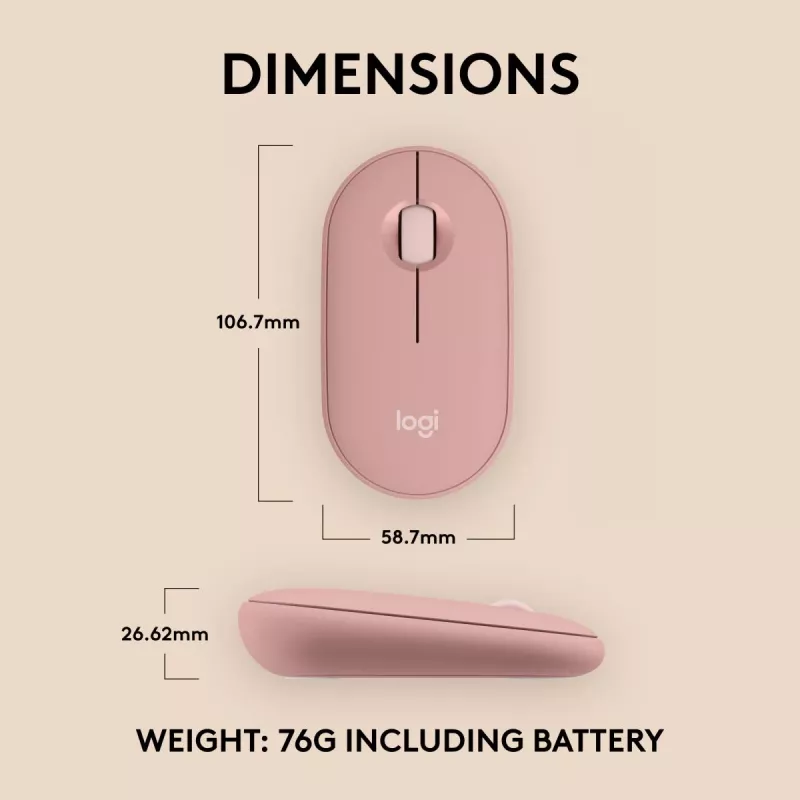 LOGITECH Pebble 2 M350s Ασύρματο Οπτικό Ποντίκι ροζ