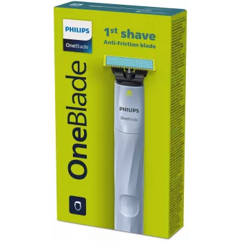 Ξυριστική μηχανή Philips Norelco OneBlade QP1324/20 — ασύρματη μπλε ξυριστική μηχανή, 30 min διάρκεια λειτουργίας, λειτουργία φόρτισης USB, πλένεται, ακολουθεί το περίγραμμα