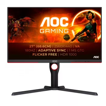 AOC G3 Q27G3XMN/BK Οθόνη υπολογιστή 68,6 cm (27 ίντσες) 2560 x 1440 Pixel 2K Ultra HD LED Μαύρο, Κόκκινο