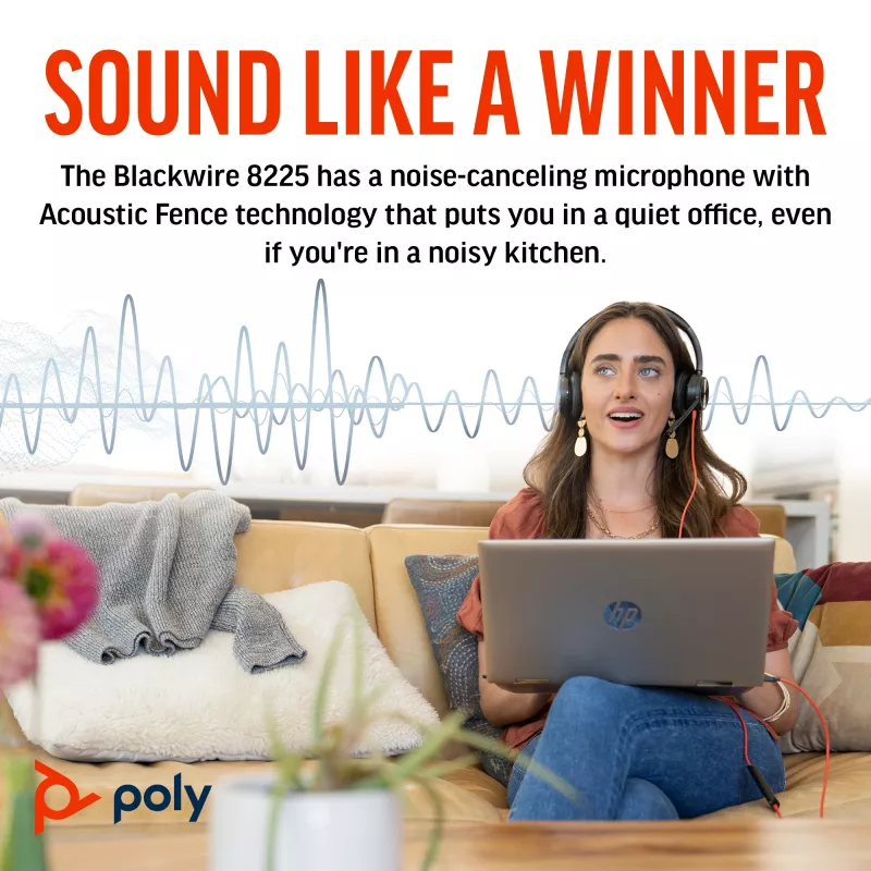 HP Poly Blackwire 8225 Stereo Microsoft Teams πιστοποιημένο USB-C Headset + προσαρμογέας USB-C/A