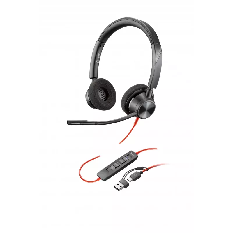 HP Poly Blackwire 3320 Stereo Microsoft Teams Certified USB-C Headset +προσαρμογέας USB-C/A