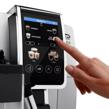 Μηχανή espresso συνδυασμού DeLonghi Dinamica Plus ECAM380.85.SB — δοχείο νερού 1,8 L, δοχείο κόκκων 300 g, 15 bar