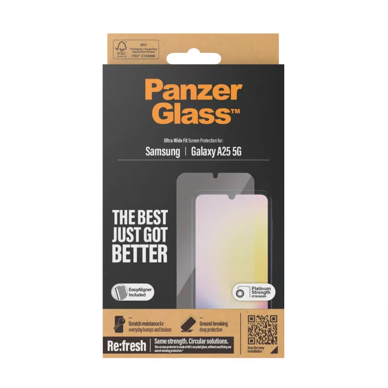 PanzerGlass ® Μεμβράνη προστασίας οθόνης Samsung Galaxy A25 5G | Ultra-Wide Fit με EasyAligner