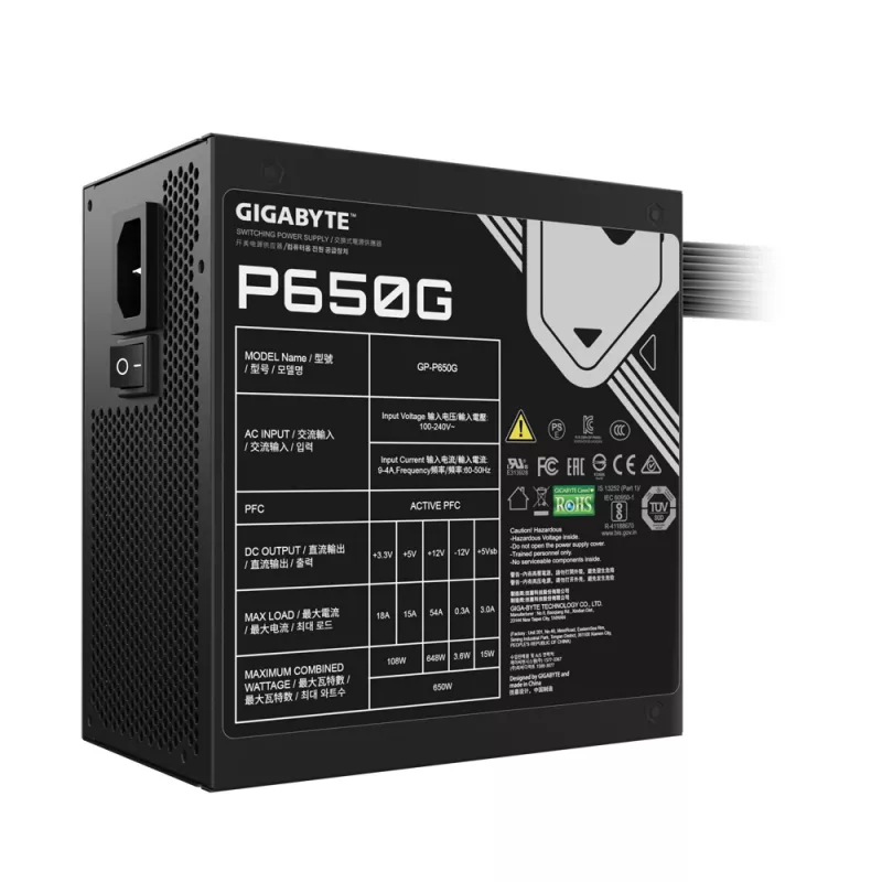 GIGABYTE GP-P650G Τροφοδοτικό 650 W 20+4 pin ATX ATX Μαύρο
