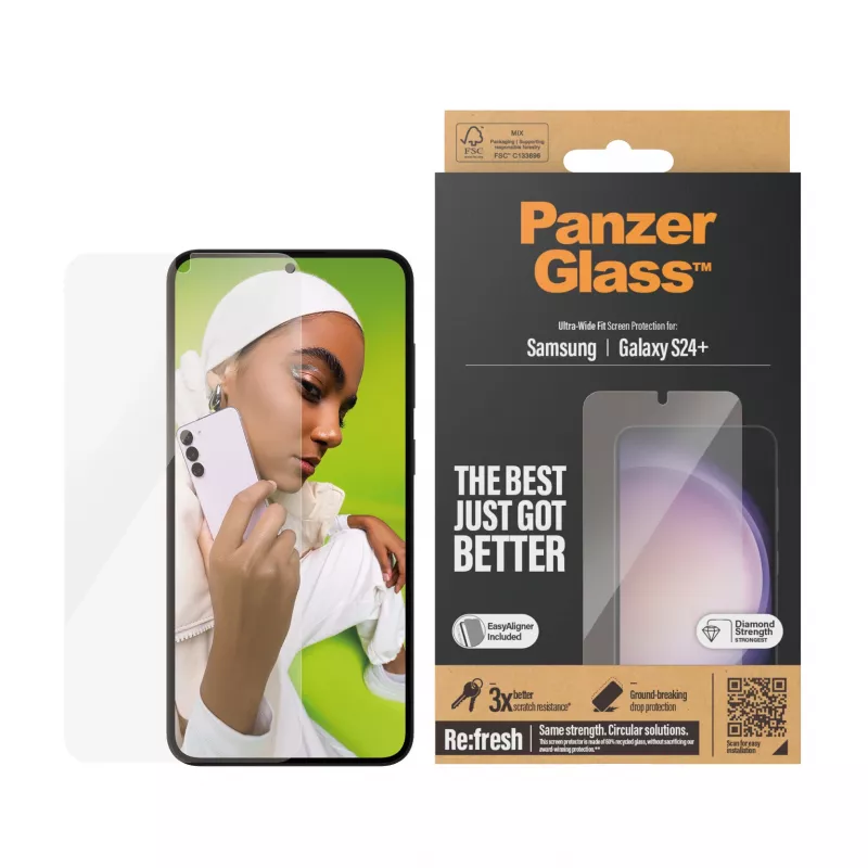 PanzerGlass ® μεμβράνη προστασίας οθόνης Samsung Galaxy S24+ | Ultra-Wide Fit με EasyAligner