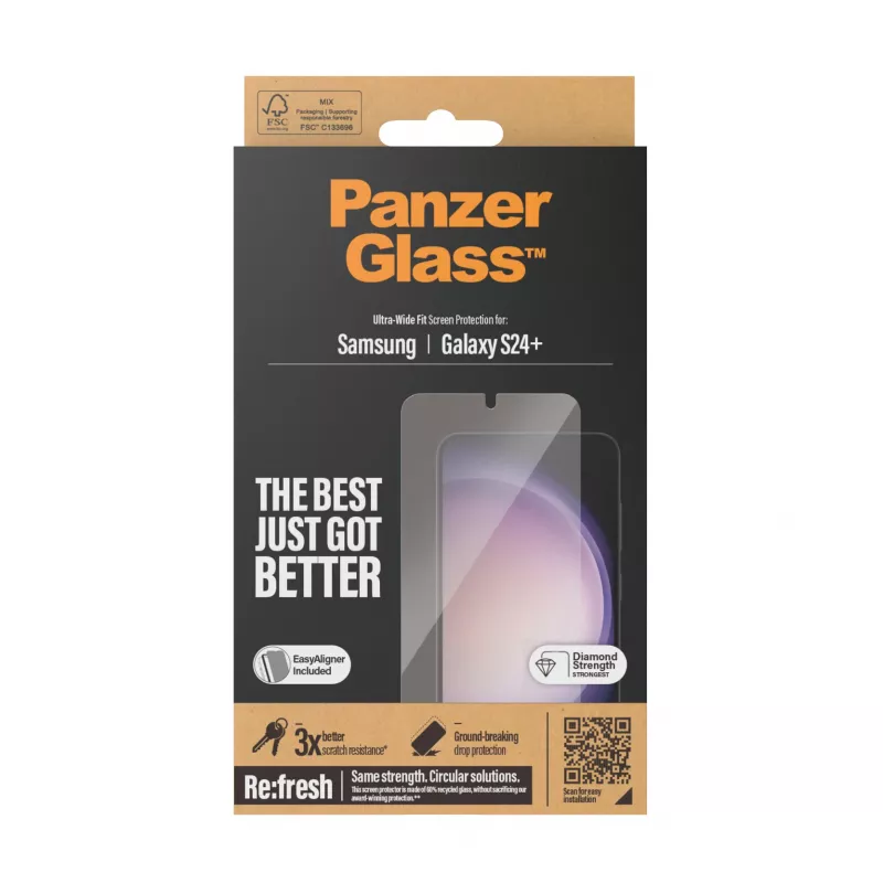 PanzerGlass ® μεμβράνη προστασίας οθόνης Samsung Galaxy S24+ | Ultra-Wide Fit με EasyAligner