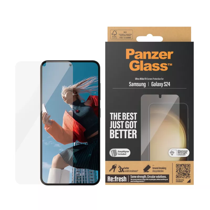 PanzerGlass® μεμβράνη προστασίας οθόνης Samsung Galaxy S24 | Ultra-Wide Fit με EasyAligner