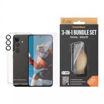 Πακέτο προστασίας 3-in-1 PanzerGlass Samsung Galaxy S24 Ultra Wide Fit ανθεκτικό σε γρατσουνιές και κραδασμούς