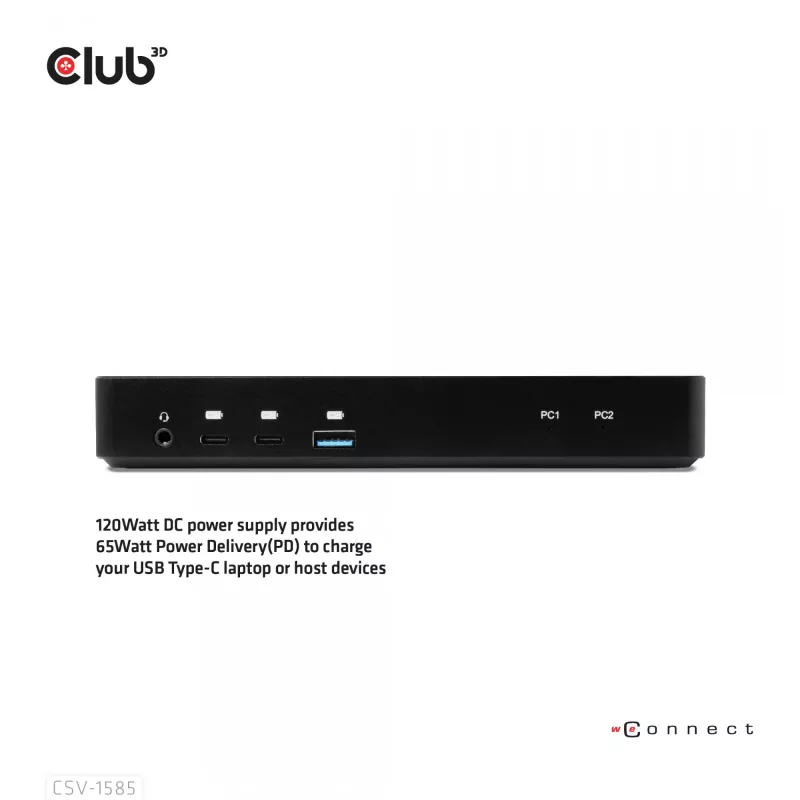 CLUB3D DisplayPort/HDMI KVM Switch/Dock 4K60Hz για εισόδους USB Type-C