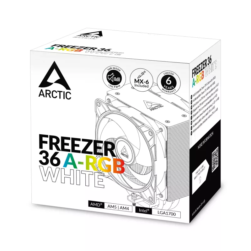 ARCTIC Freezer 36 A-RGB (White) Multi Συμβατή ψύκτρα CPU Tower με A-RGB