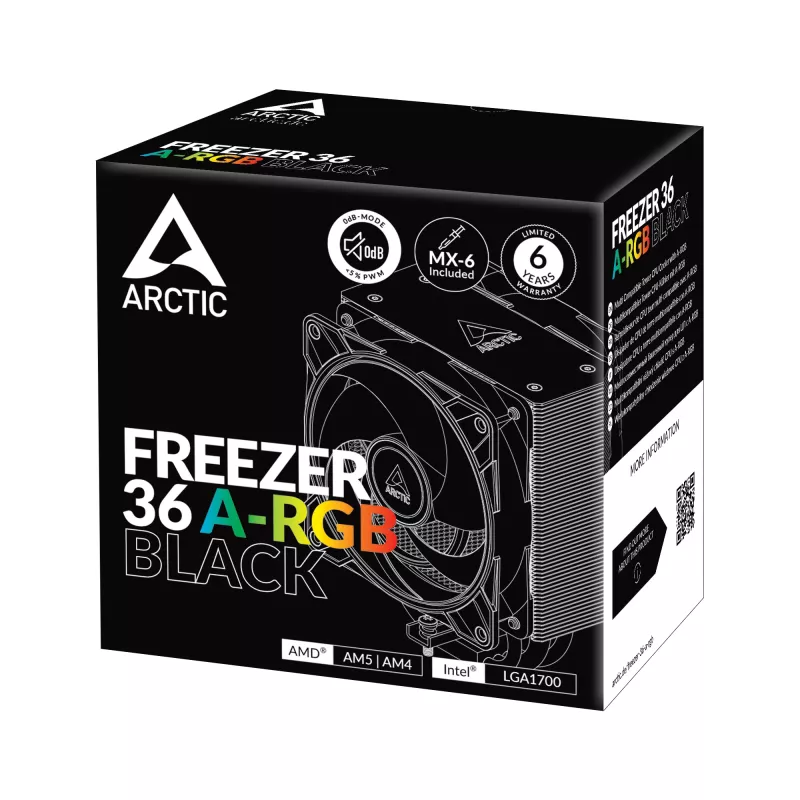 ARCTIC Freezer 36 A-RGB (μαύρο) Πολυσυμβατή ψύκτρα CPU Tower με A-RGB