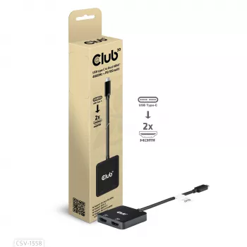 CLUB3D Hub USB-C® σε Dual HDMI™ 4K60Hz M/F+PD3.0 100 W