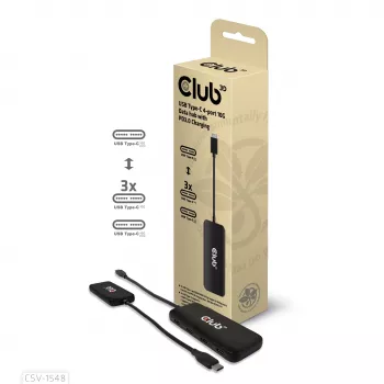 Club3D CSV-1548 USB-C hub, 4x USB-C 10 Gbps, 100W PD, μαύρο