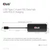 Club3D CSV-1548 USB-C hub, 4x USB-C 10 Gbps, 100W PD, μαύρο