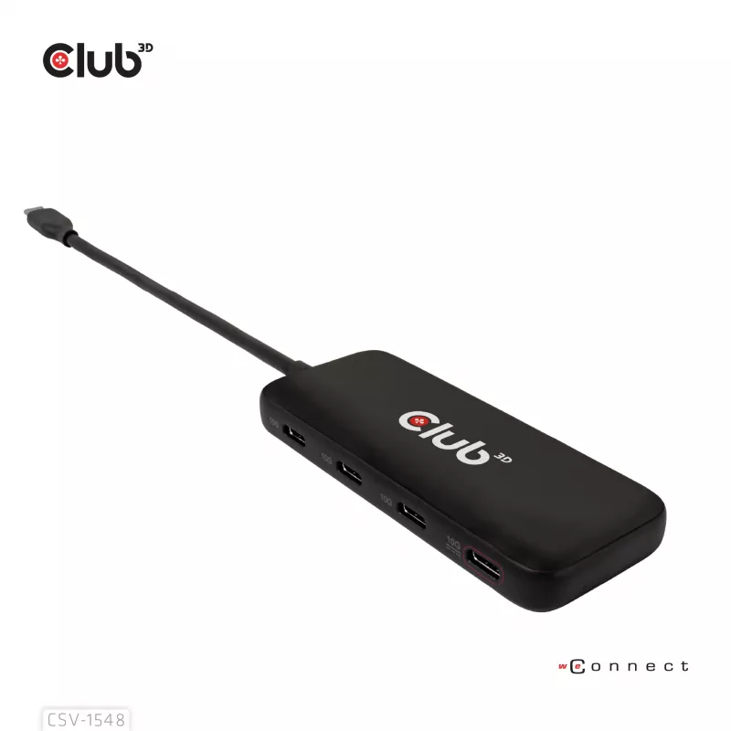Club3D CSV-1548 USB-C hub, 4x USB-C 10 Gbps, 100W PD, μαύρο