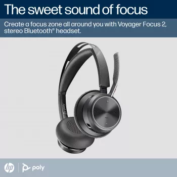 HP Poly Voyager Focus 2 Microsoft Teams Certified Headset USB-C-C +Αντάπτορας USB-C/A +Βάση φόρτισης
