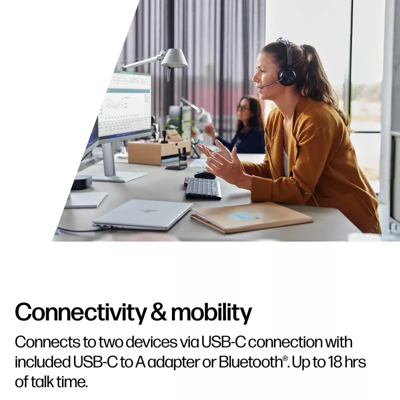 HP Poly Voyager Focus 2 Microsoft Teams Certified Headset USB-C-C +Αντάπτορας USB-C/A +Βάση φόρτισης