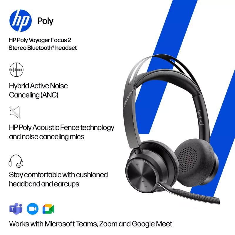 HP Poly Voyager Focus 2 Headset USB-C-C +Αντάπτορας USB-C/A