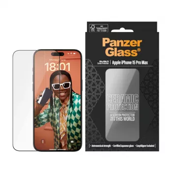 PanzerGlass ® Ceramic Protection για iPhone 15 Pro Max | Ultra-Wide Fit με EasyAligner
