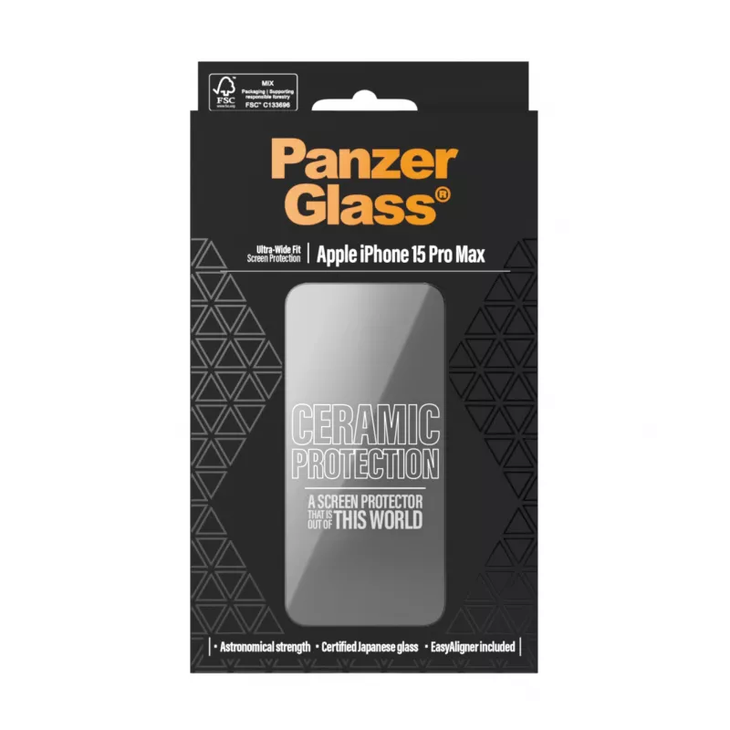 PanzerGlass ® Ceramic Protection για iPhone 15 Pro Max | Ultra-Wide Fit με EasyAligner