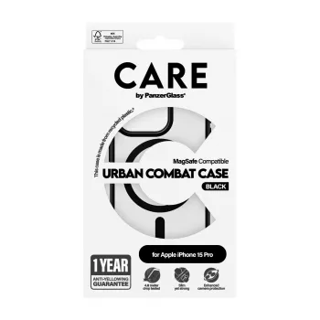 Θήκη PanzerGlass CARE™ by ® Urban Combat Διαφανές με μαύρο MagSafe για iPhone 15 Pro