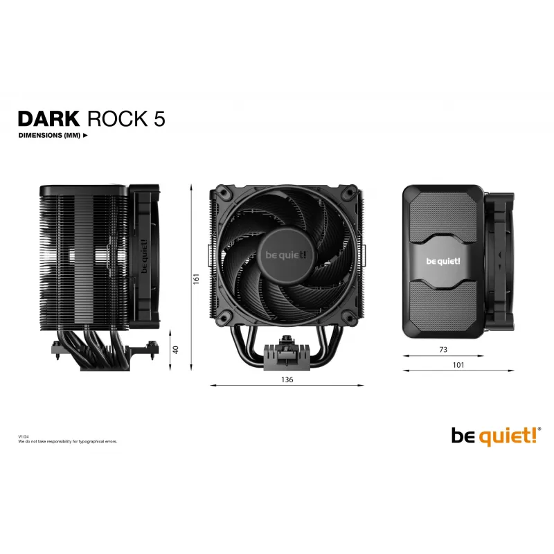 Αερόψυκτρα επεξεργαστή be quiet! DARK ROCK 5 12 cm Μαύρο 1 τεμ.